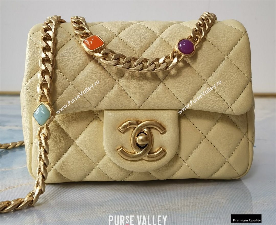 Chanel Resin Chain Lambskin Mini Flap Bag AS2379 Beige 2021 (jiyuan/haoyun-21012241)