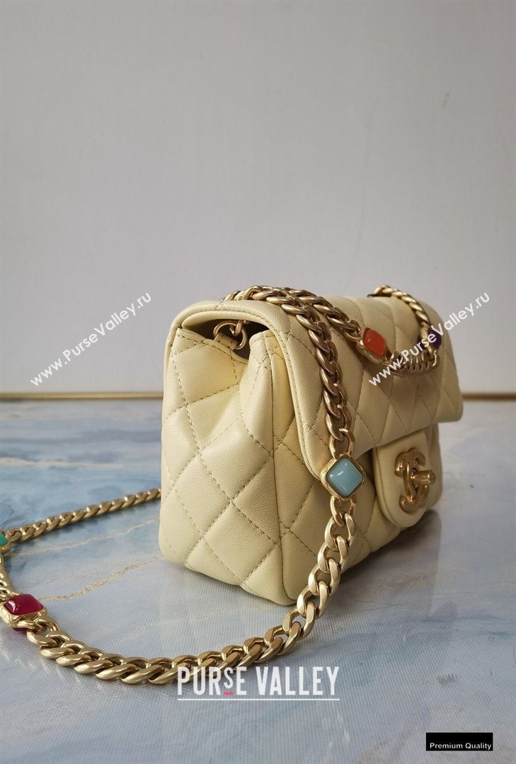 Chanel Resin Chain Lambskin Mini Flap Bag AS2379 Beige 2021 (jiyuan/haoyun-21012241)