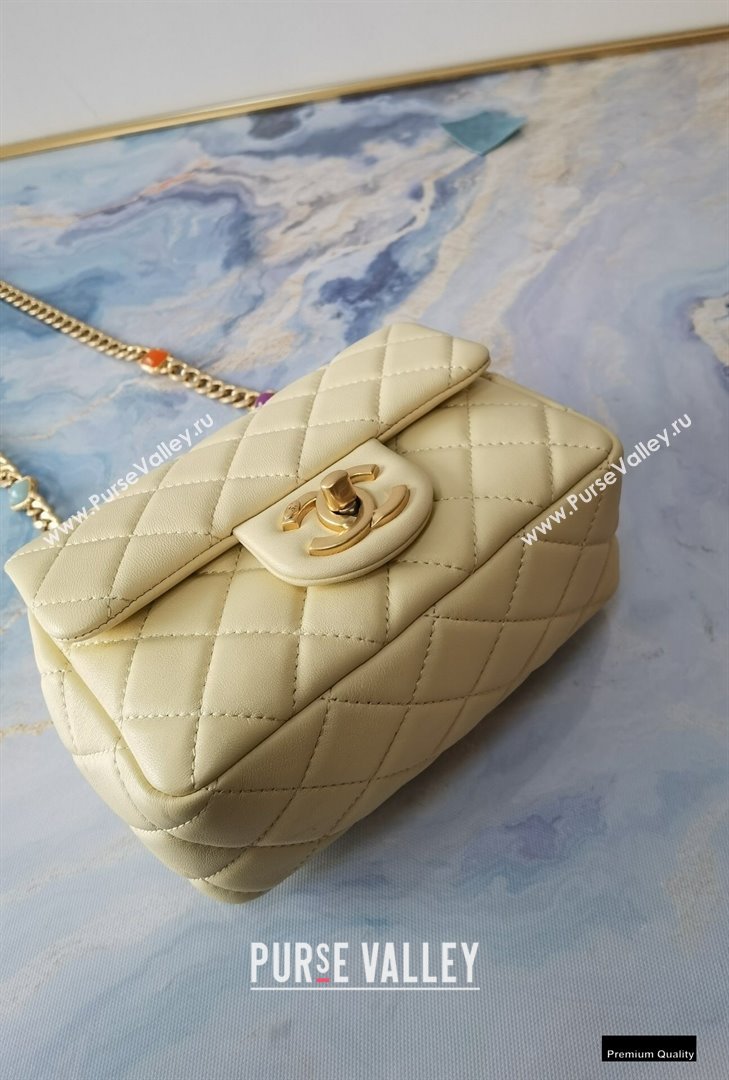 Chanel Resin Chain Lambskin Mini Flap Bag AS2379 Beige 2021 (jiyuan/haoyun-21012241)