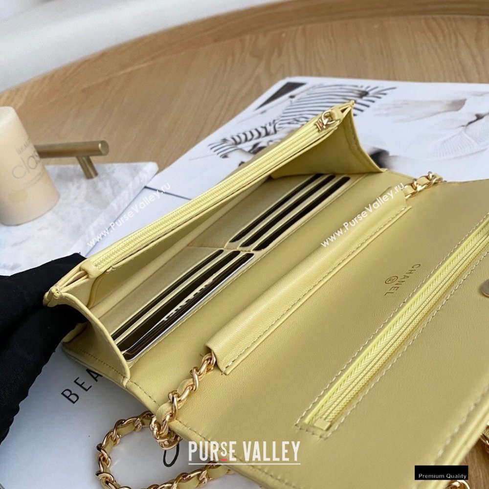 Chanel Zirconium Crystal CC Logo Wallet on Chain WOC Bag AP1943 Yellow 2021 (yingfeng-21012221)