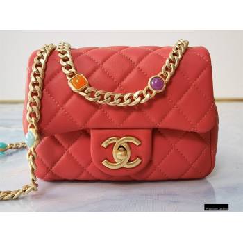 Chanel Resin Chain Lambskin Mini Flap Bag AS2379 Red 2021 (jiyuan/haoyun-21012239)