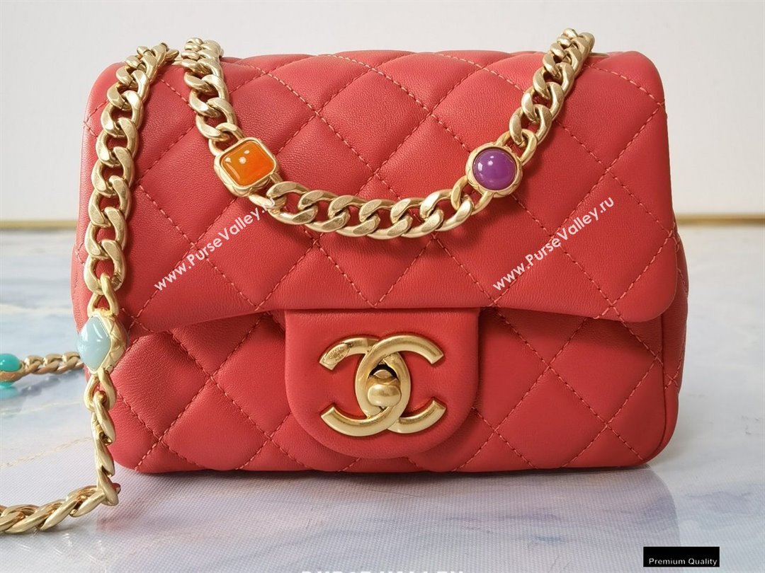 Chanel Resin Chain Lambskin Mini Flap Bag AS2379 Red 2021 (jiyuan/haoyun-21012239)