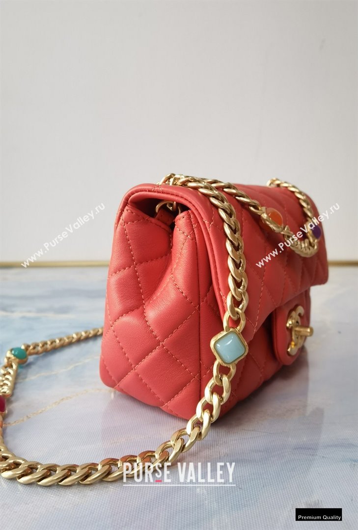 Chanel Resin Chain Lambskin Mini Flap Bag AS2379 Red 2021 (jiyuan/haoyun-21012239)