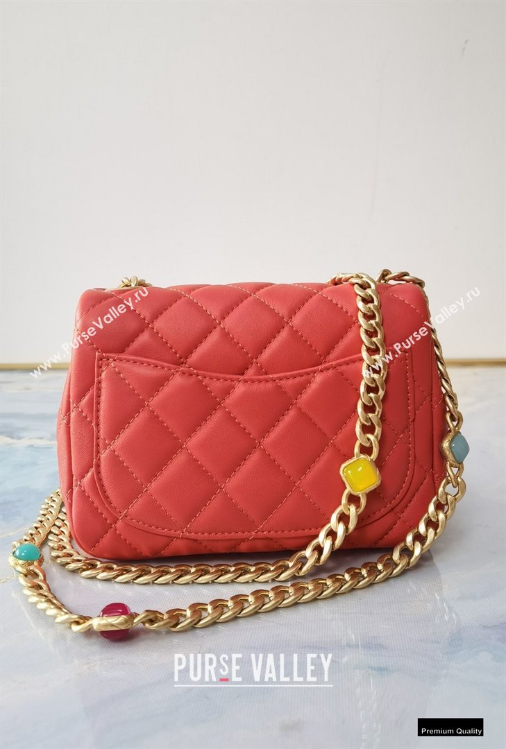 Chanel Resin Chain Lambskin Mini Flap Bag AS2379 Red 2021 (jiyuan/haoyun-21012239)