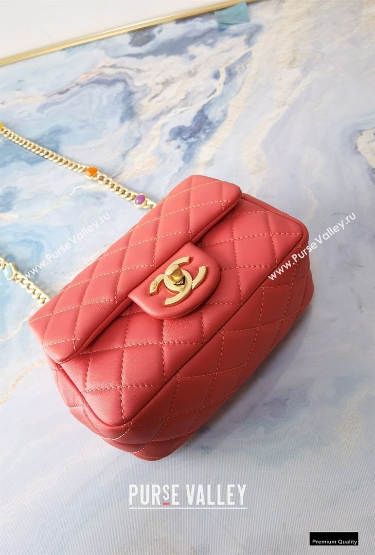 Chanel Resin Chain Lambskin Mini Flap Bag AS2379 Red 2021 (jiyuan/haoyun-21012239)