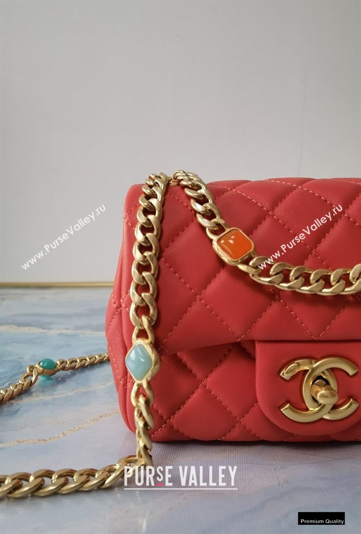 Chanel Resin Chain Lambskin Mini Flap Bag AS2379 Red 2021 (jiyuan/haoyun-21012239)