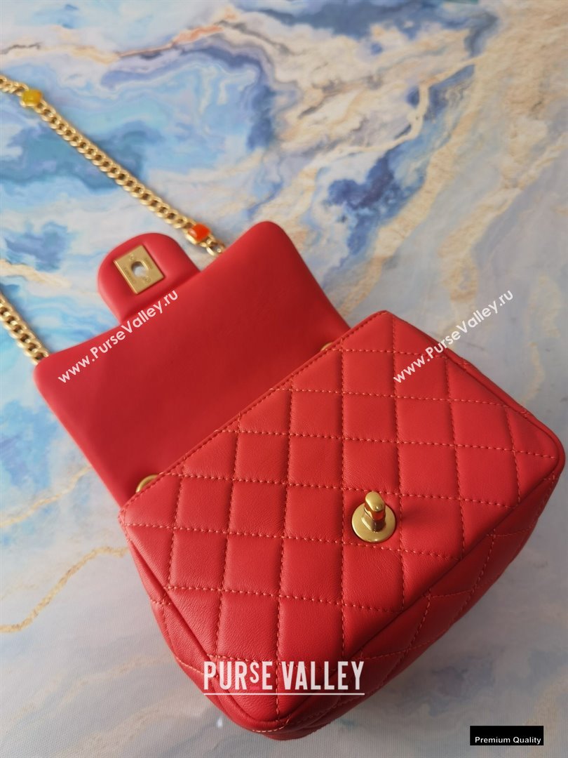 Chanel Resin Chain Lambskin Mini Flap Bag AS2379 Red 2021 (jiyuan/haoyun-21012239)