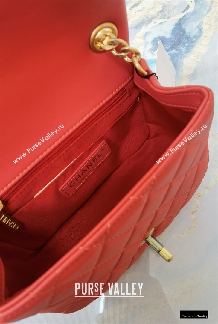 Chanel Resin Chain Lambskin Mini Flap Bag AS2379 Red 2021 (jiyuan/haoyun-21012239)