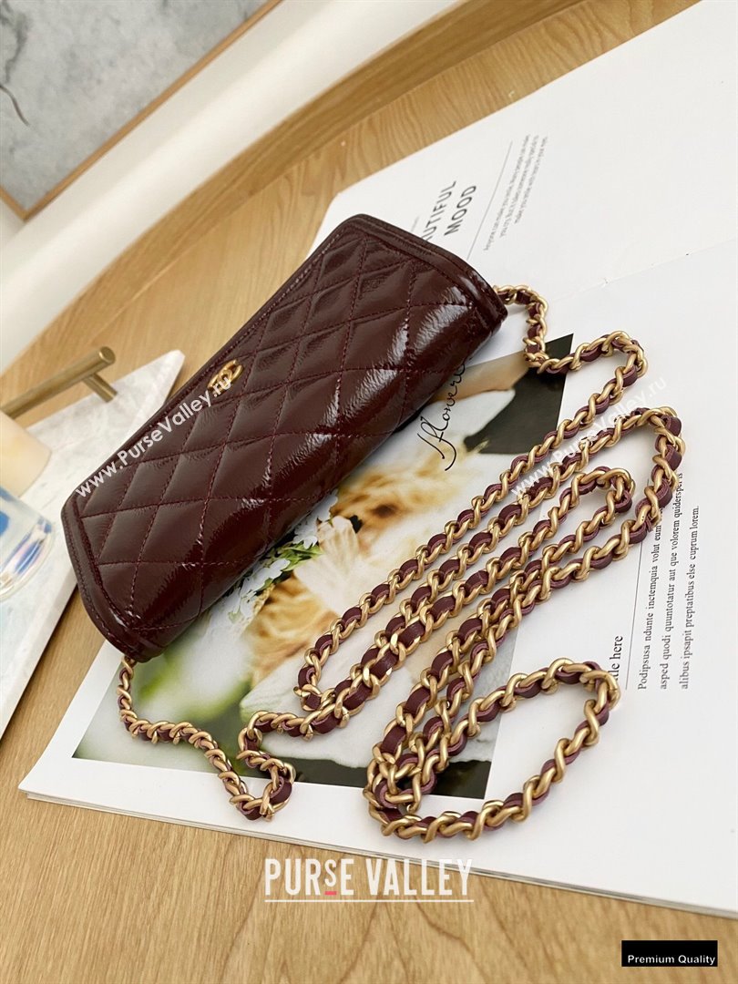 Chanel Crumpled Calfskin Wallet on Chain WOC Bag Burgundy 2021 (yingfeng-21012214)