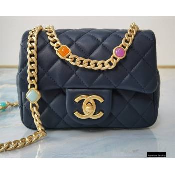 Chanel Resin Chain Lambskin Mini Flap Bag AS2379 Navy Blue 2021 (jiyuan/haoyun-21012236)