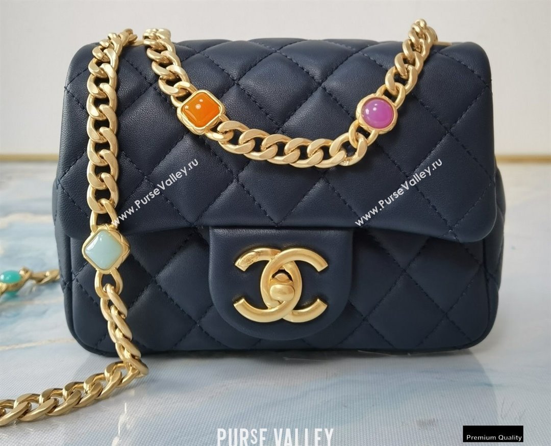 Chanel Resin Chain Lambskin Mini Flap Bag AS2379 Navy Blue 2021 (jiyuan/haoyun-21012236)