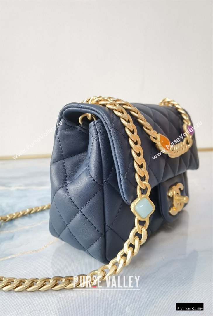 Chanel Resin Chain Lambskin Mini Flap Bag AS2379 Navy Blue 2021 (jiyuan/haoyun-21012236)