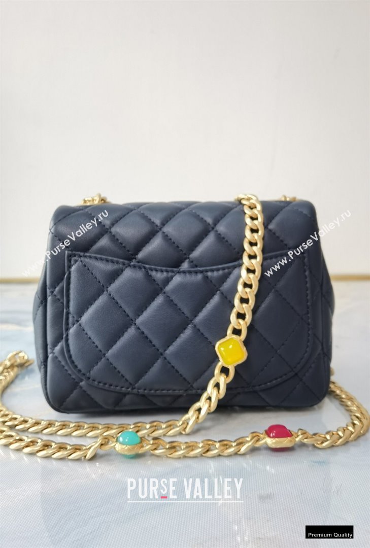 Chanel Resin Chain Lambskin Mini Flap Bag AS2379 Navy Blue 2021 (jiyuan/haoyun-21012236)