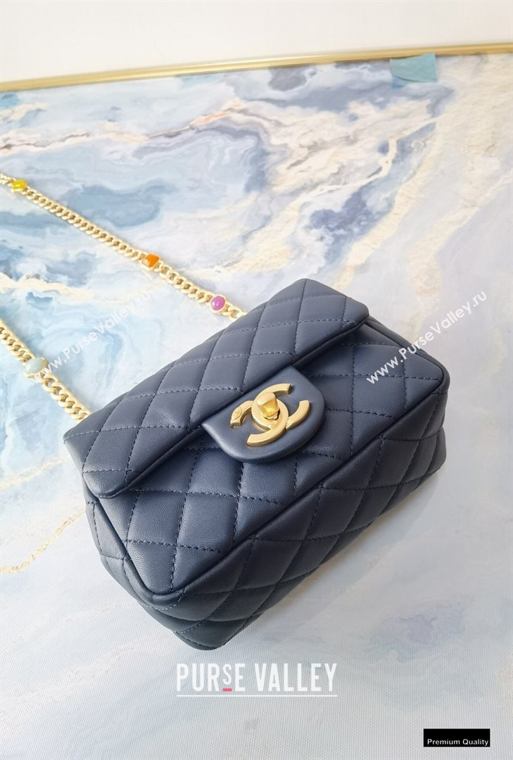 Chanel Resin Chain Lambskin Mini Flap Bag AS2379 Navy Blue 2021 (jiyuan/haoyun-21012236)