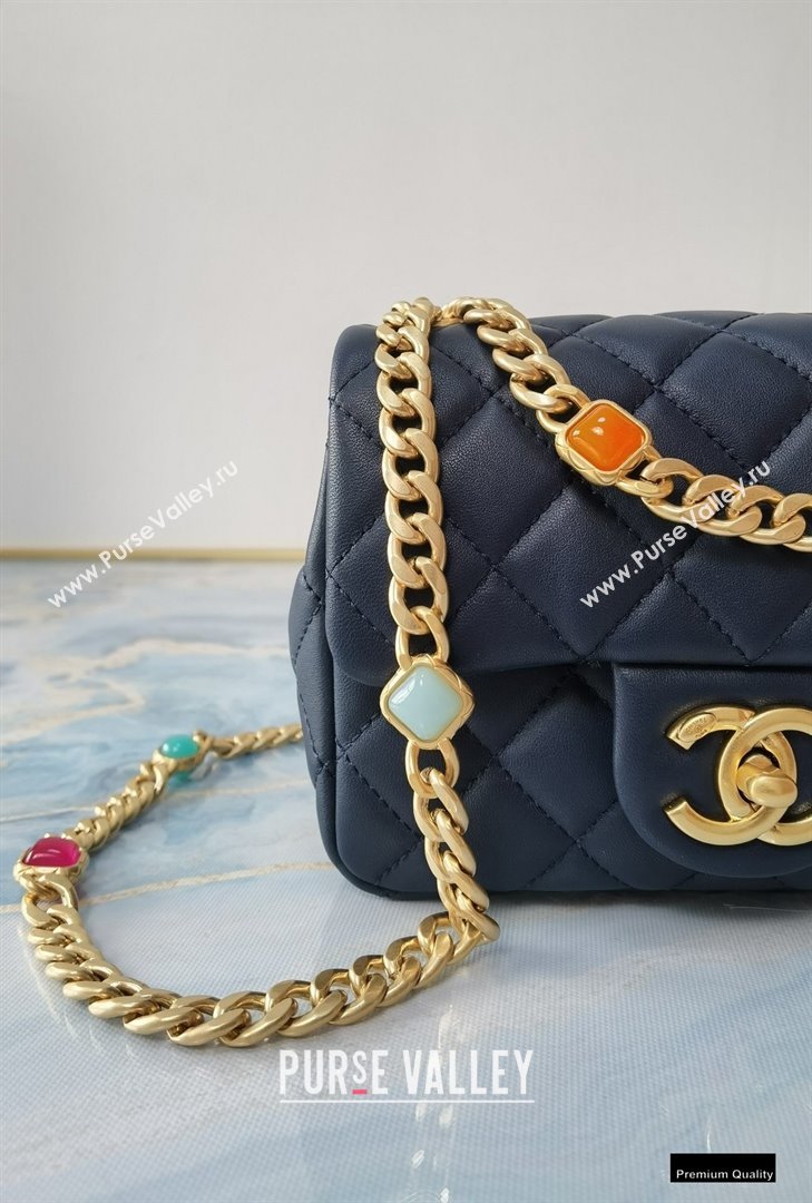 Chanel Resin Chain Lambskin Mini Flap Bag AS2379 Navy Blue 2021 (jiyuan/haoyun-21012236)