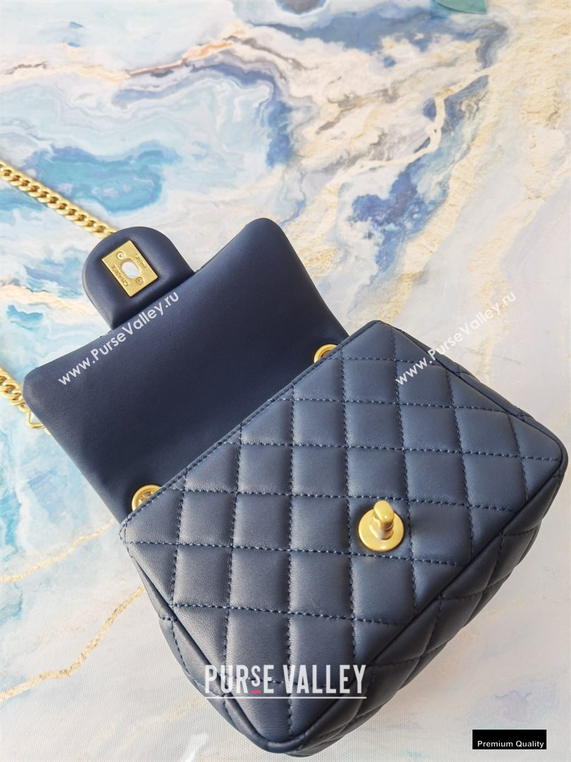 Chanel Resin Chain Lambskin Mini Flap Bag AS2379 Navy Blue 2021 (jiyuan/haoyun-21012236)