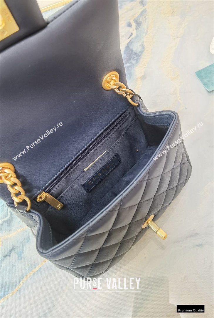 Chanel Resin Chain Lambskin Mini Flap Bag AS2379 Navy Blue 2021 (jiyuan/haoyun-21012236)