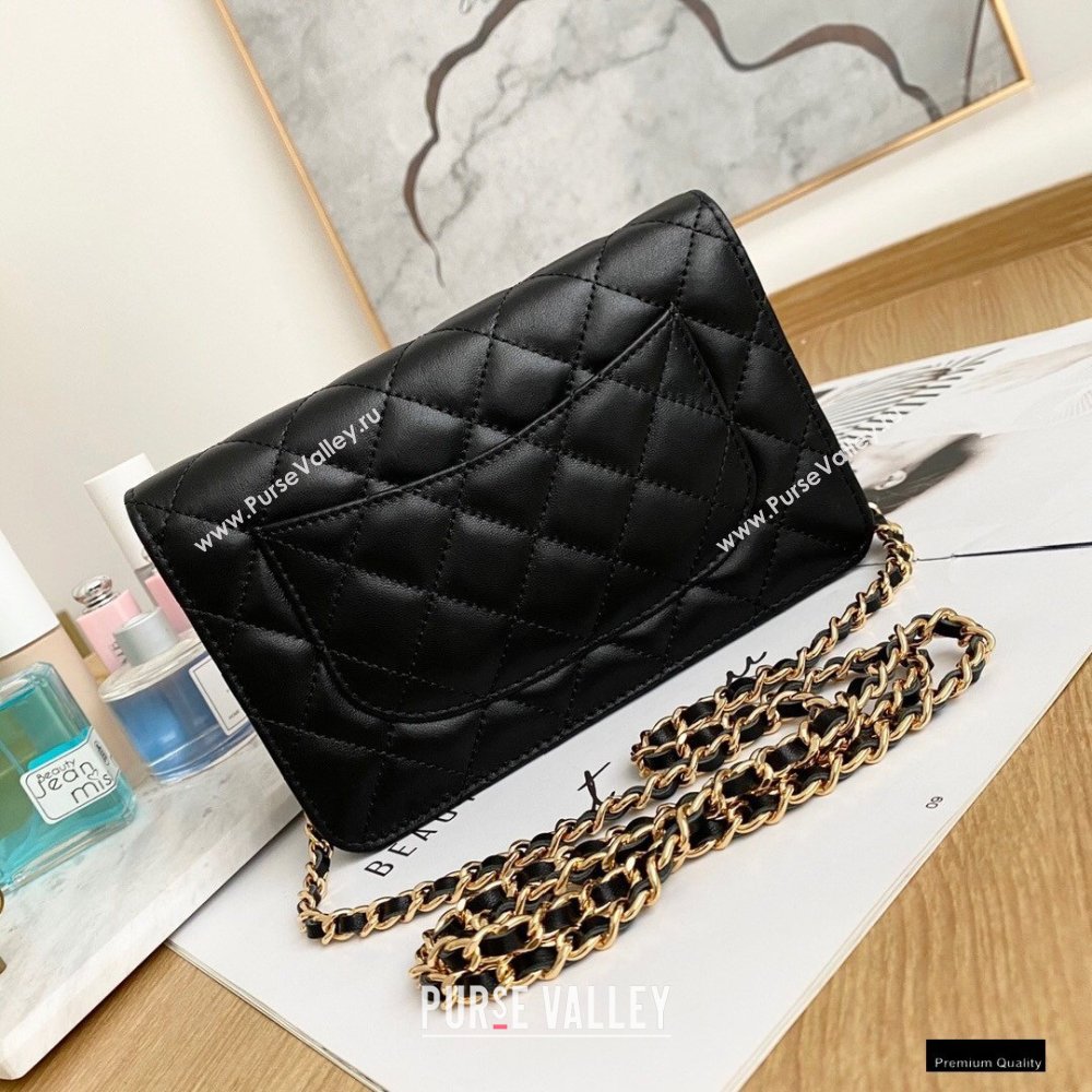 Chanel Zirconium Crystal CC Logo Wallet on Chain WOC Bag AP1943 Black 2021 (yingfeng-21012220)