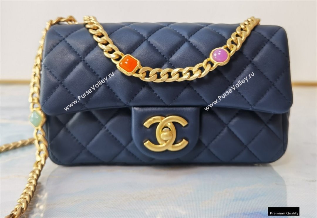 Chanel Resin Chain Lambskin Small Flap Bag AS2380 Navy Blue 2021 (jiyuan/haoyun-21012226)