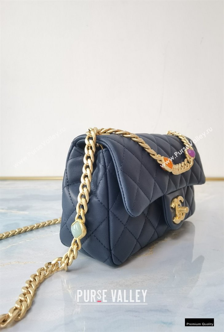 Chanel Resin Chain Lambskin Small Flap Bag AS2380 Navy Blue 2021 (jiyuan/haoyun-21012226)