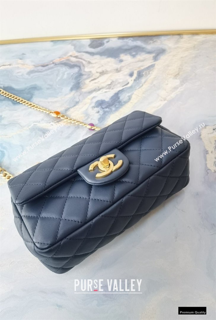 Chanel Resin Chain Lambskin Small Flap Bag AS2380 Navy Blue 2021 (jiyuan/haoyun-21012226)