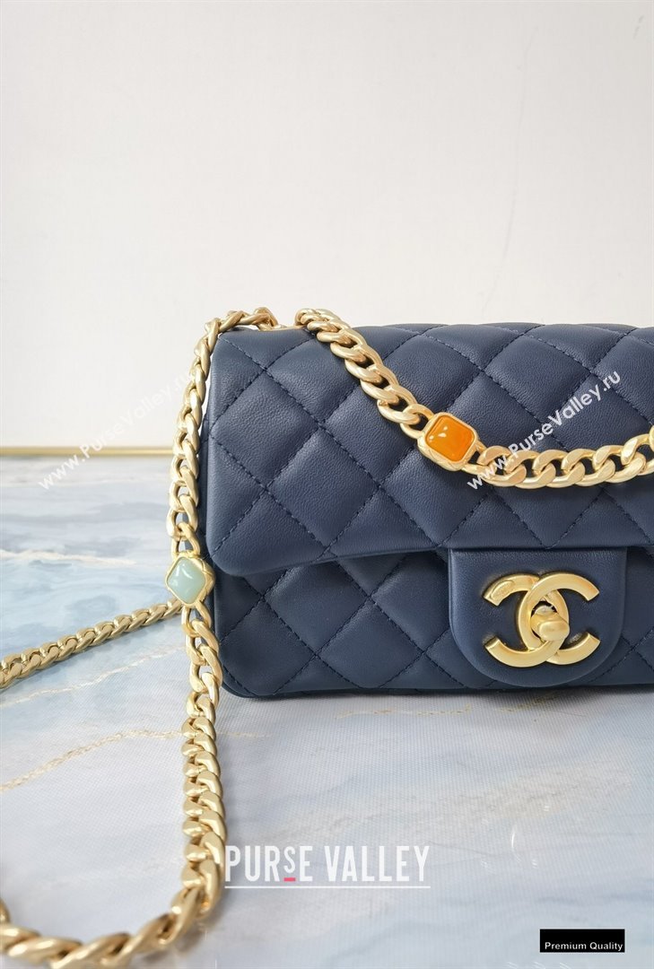 Chanel Resin Chain Lambskin Small Flap Bag AS2380 Navy Blue 2021 (jiyuan/haoyun-21012226)