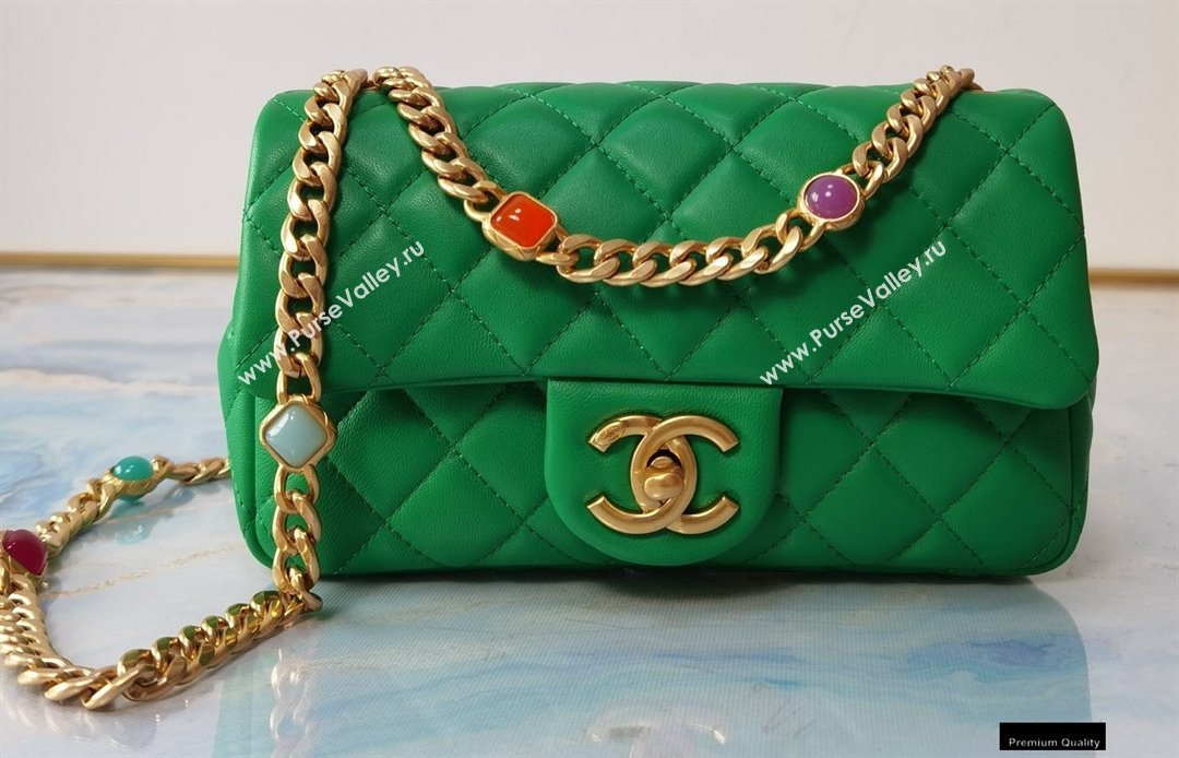 Chanel Resin Chain Lambskin Small Flap Bag AS2380 Green 2021 (jiyuan/haoyun-21012232)