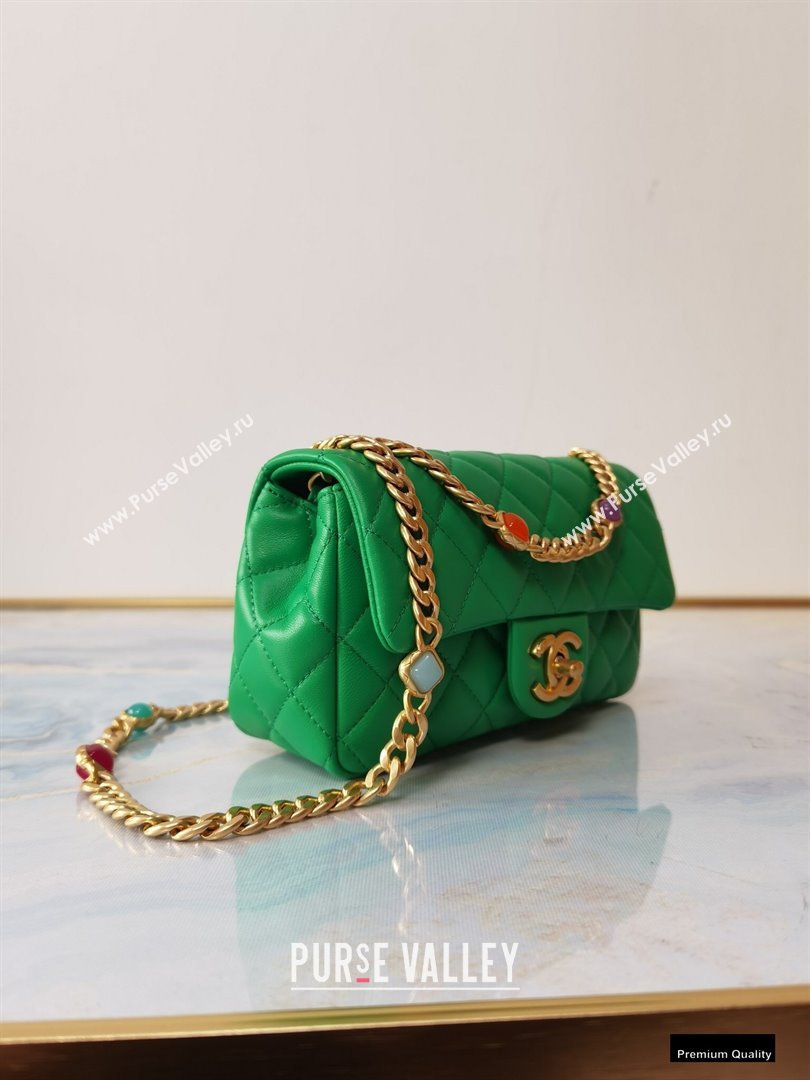 Chanel Resin Chain Lambskin Small Flap Bag AS2380 Green 2021 (jiyuan/haoyun-21012232)