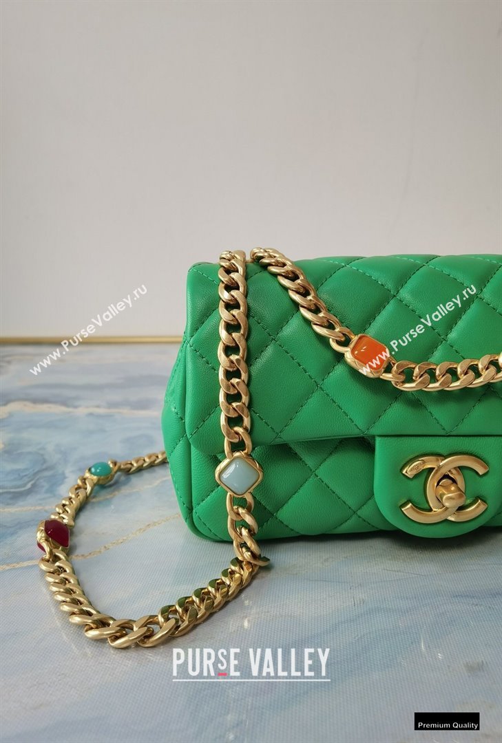 Chanel Resin Chain Lambskin Small Flap Bag AS2380 Green 2021 (jiyuan/haoyun-21012232)