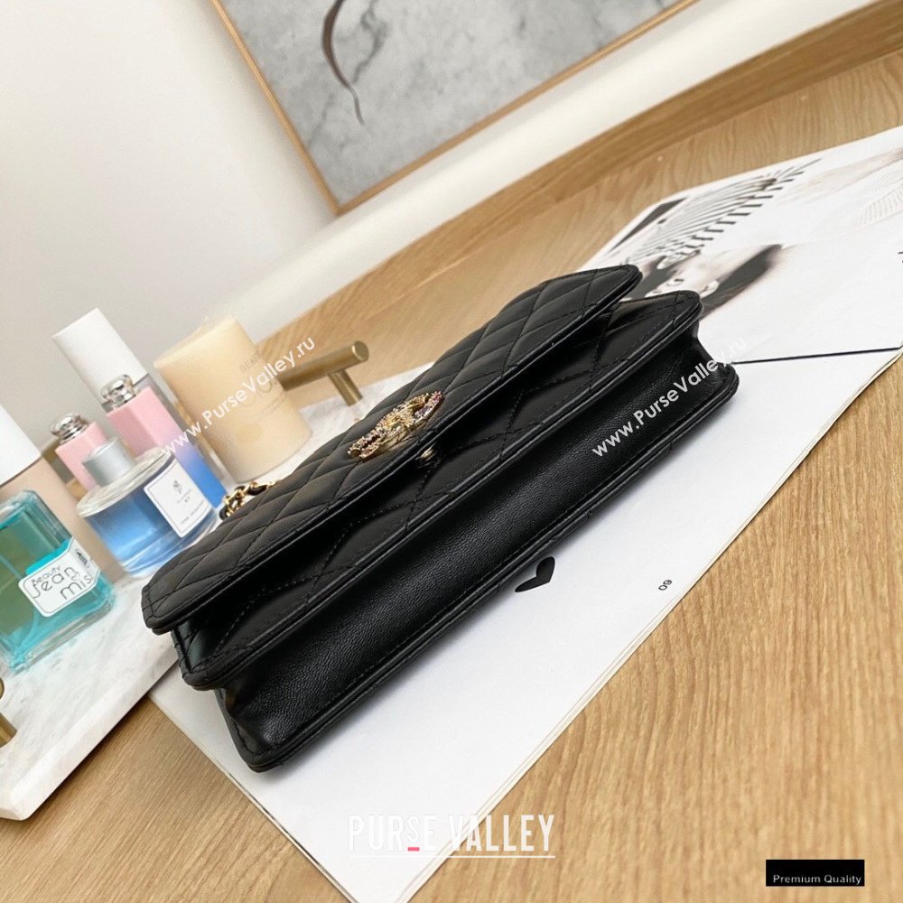 Chanel Zirconium Crystal CC Logo Wallet on Chain WOC Bag AP1943 Black 2021 (yingfeng-21012220)