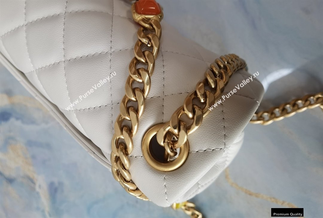 Chanel Resin Chain Lambskin Small Flap Bag AS2380 Creamy 2021 (jiyuan/haoyun-21012228)