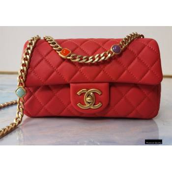 Chanel Resin Chain Lambskin Small Flap Bag AS2380 Red 2021 (jiyuan/haoyun-21012229)