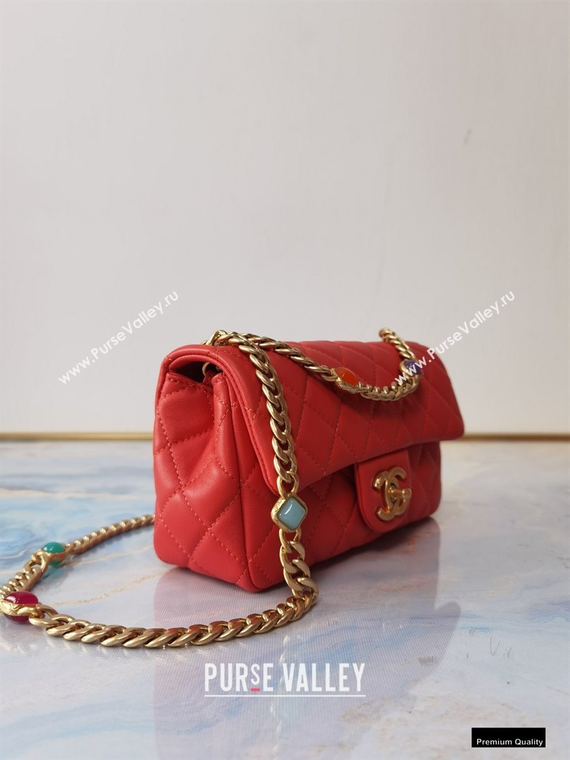 Chanel Resin Chain Lambskin Small Flap Bag AS2380 Red 2021 (jiyuan/haoyun-21012229)