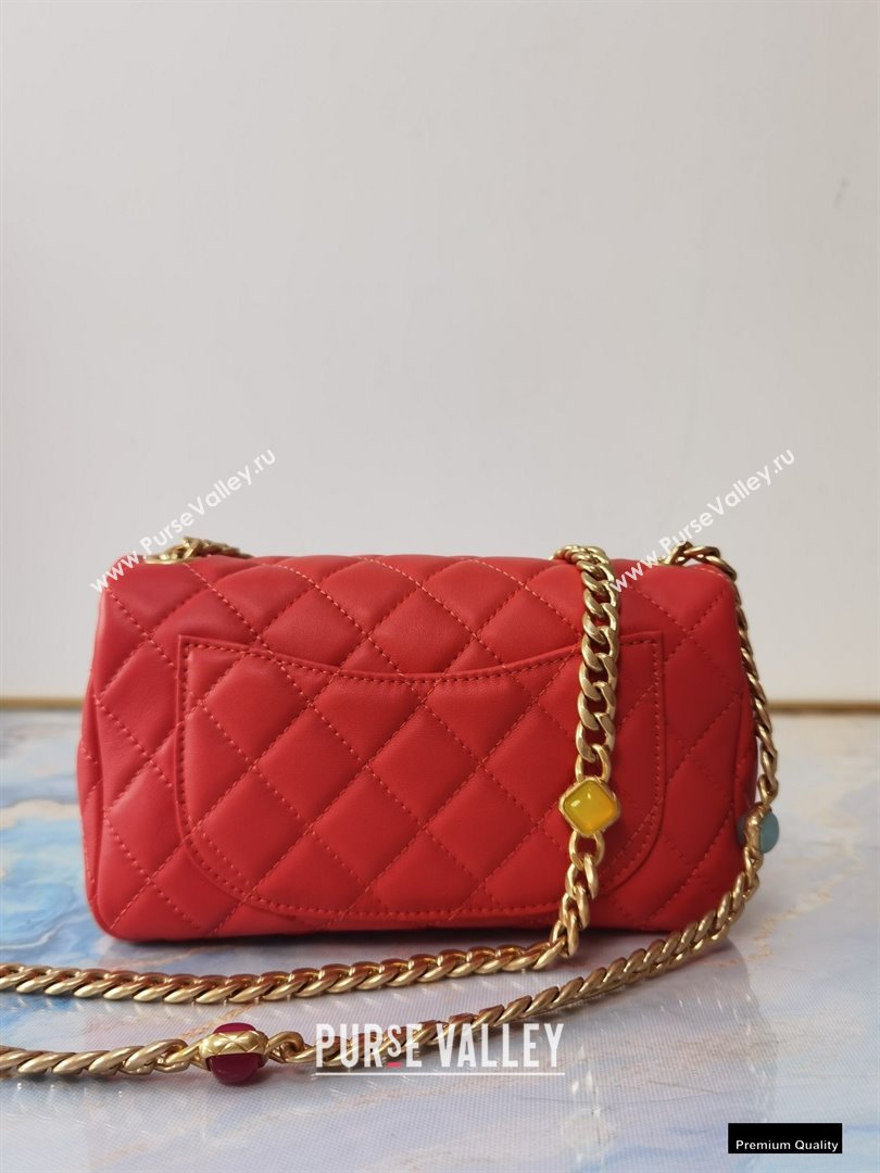 Chanel Resin Chain Lambskin Small Flap Bag AS2380 Red 2021 (jiyuan/haoyun-21012229)