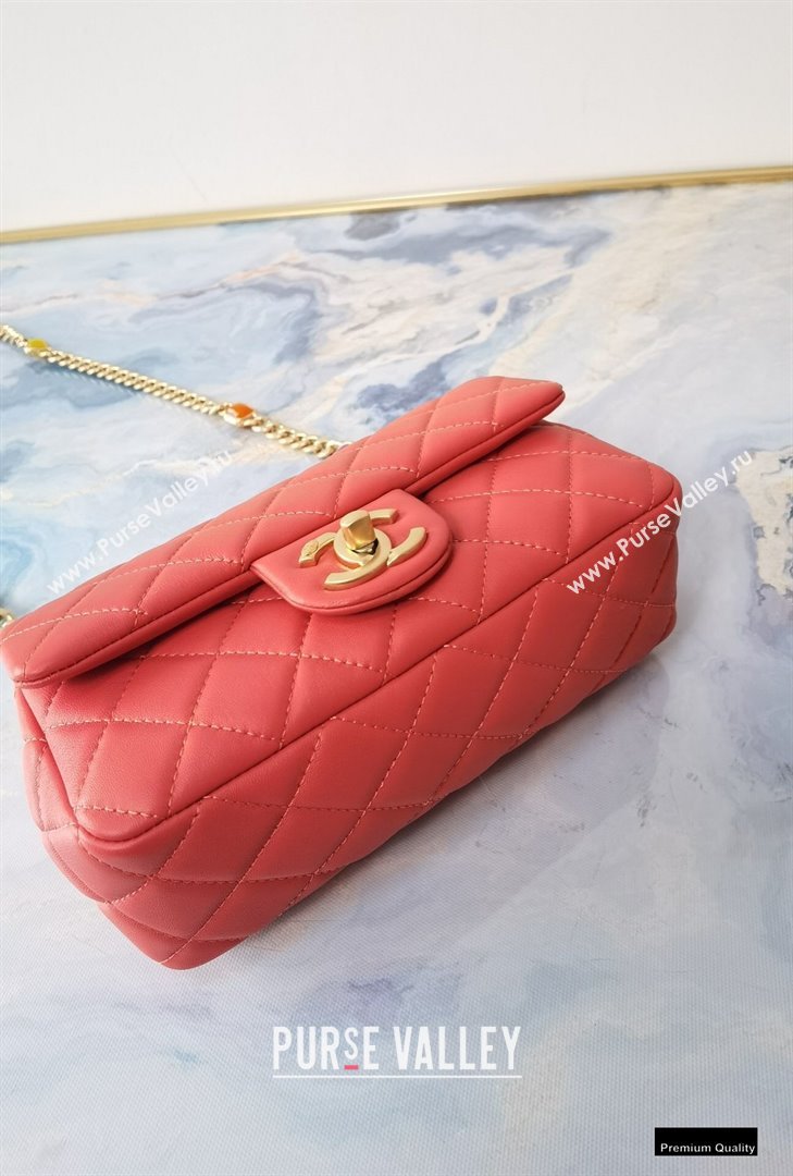 Chanel Resin Chain Lambskin Small Flap Bag AS2380 Red 2021 (jiyuan/haoyun-21012229)