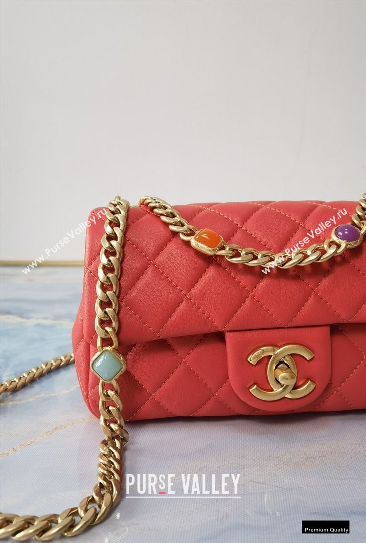 Chanel Resin Chain Lambskin Small Flap Bag AS2380 Red 2021 (jiyuan/haoyun-21012229)