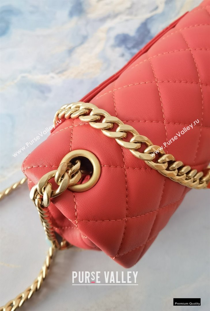 Chanel Resin Chain Lambskin Small Flap Bag AS2380 Red 2021 (jiyuan/haoyun-21012229)