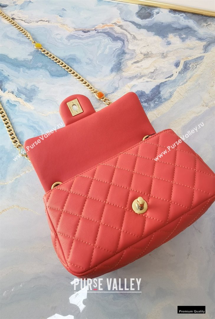 Chanel Resin Chain Lambskin Small Flap Bag AS2380 Red 2021 (jiyuan/haoyun-21012229)