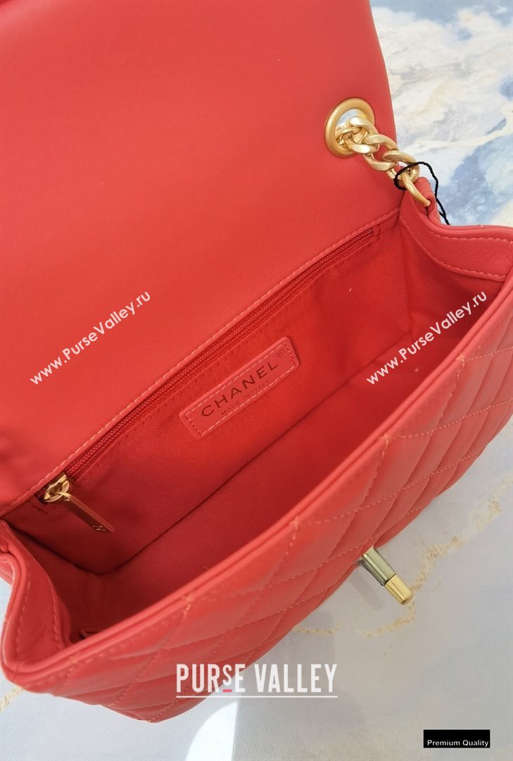 Chanel Resin Chain Lambskin Small Flap Bag AS2380 Red 2021 (jiyuan/haoyun-21012229)