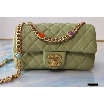 Chanel Resin Chain Lambskin Small Flap Bag AS2380 Light Green 2021 (jiyuan/haoyun-21012230)