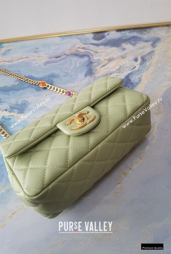 Chanel Resin Chain Lambskin Small Flap Bag AS2380 Light Green 2021 (jiyuan/haoyun-21012230)