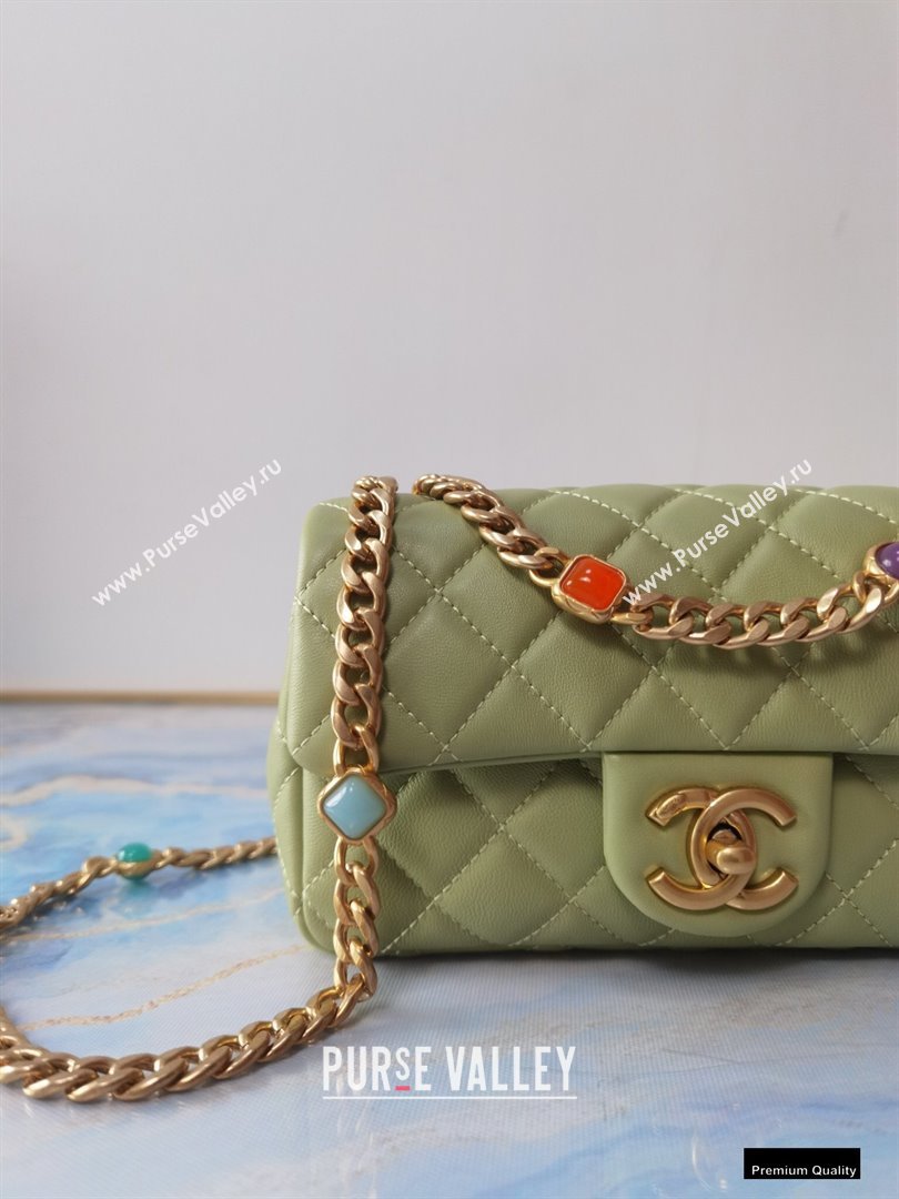 Chanel Resin Chain Lambskin Small Flap Bag AS2380 Light Green 2021 (jiyuan/haoyun-21012230)