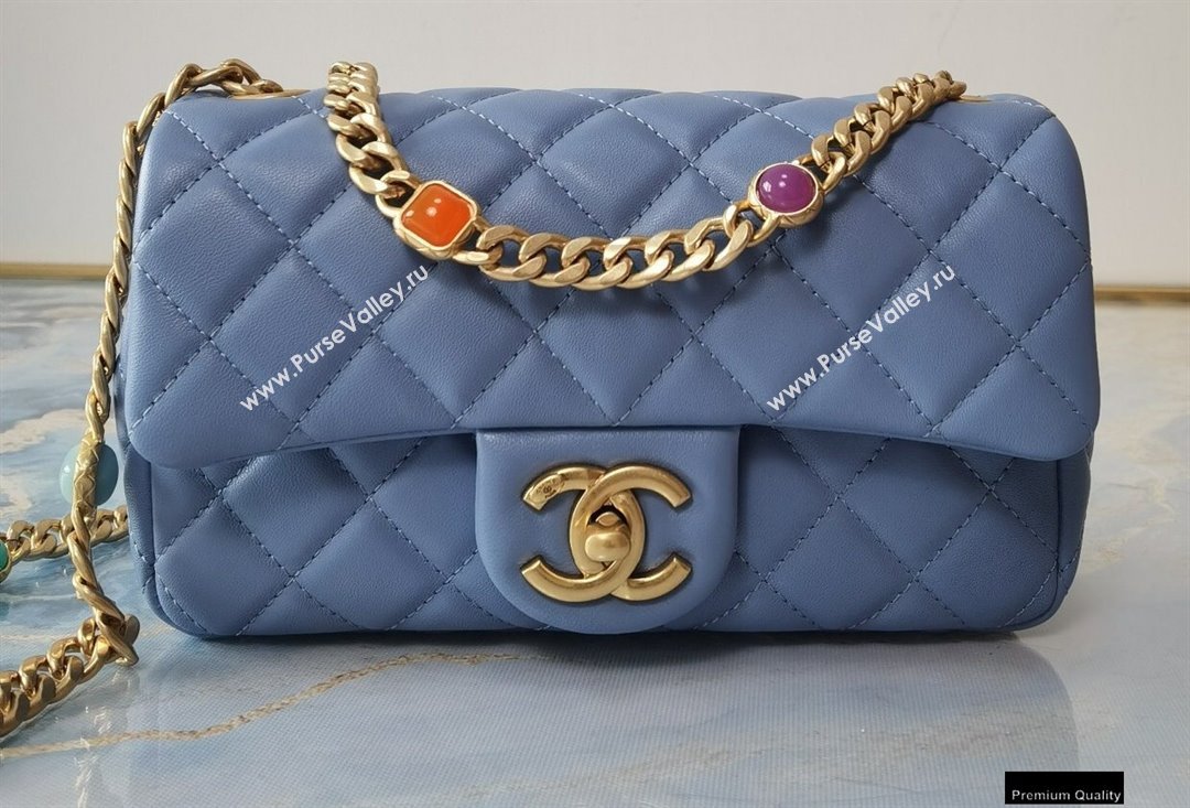 Chanel Resin Chain Lambskin Small Flap Bag AS2380 Denim Blue 2021 (jiyuan/haoyun-21012227)