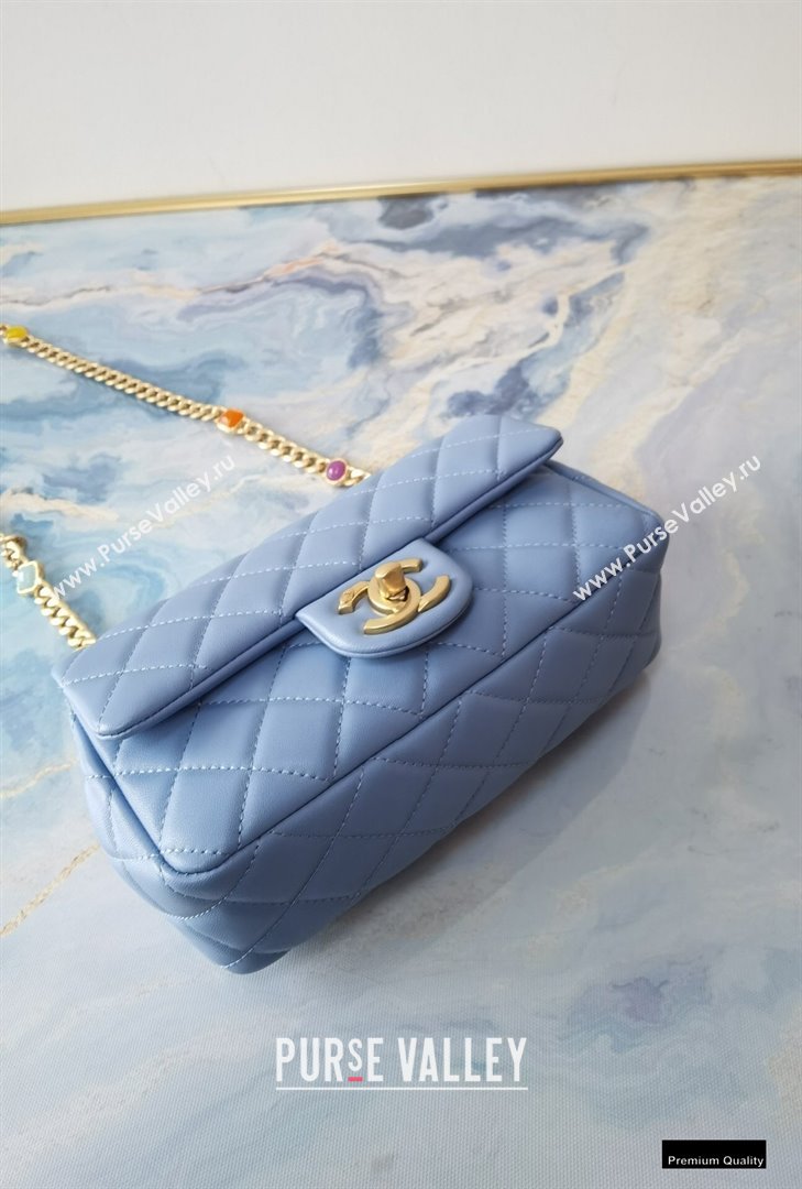 Chanel Resin Chain Lambskin Small Flap Bag AS2380 Denim Blue 2021 (jiyuan/haoyun-21012227)