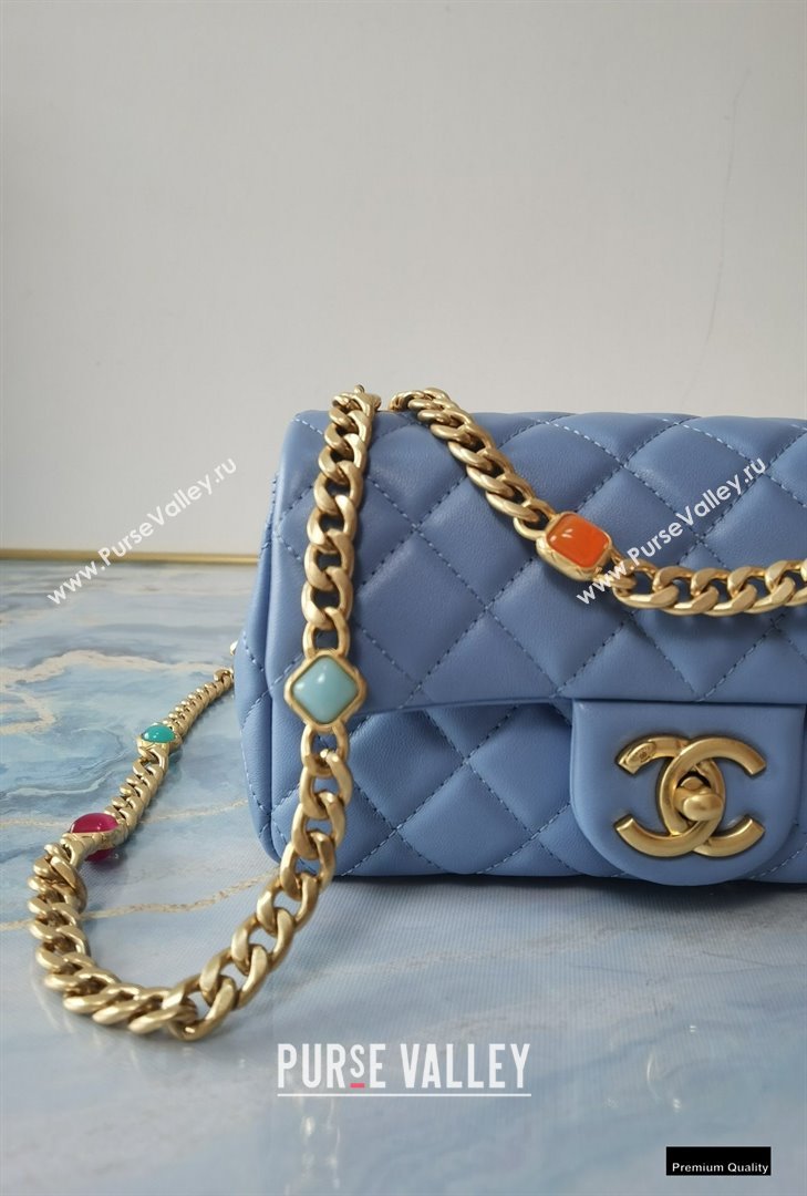 Chanel Resin Chain Lambskin Small Flap Bag AS2380 Denim Blue 2021 (jiyuan/haoyun-21012227)