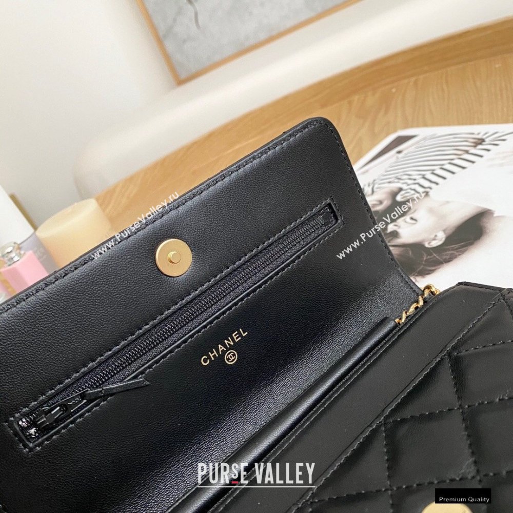 Chanel Zirconium Crystal CC Logo Wallet on Chain WOC Bag AP1943 Black 2021 (yingfeng-21012220)