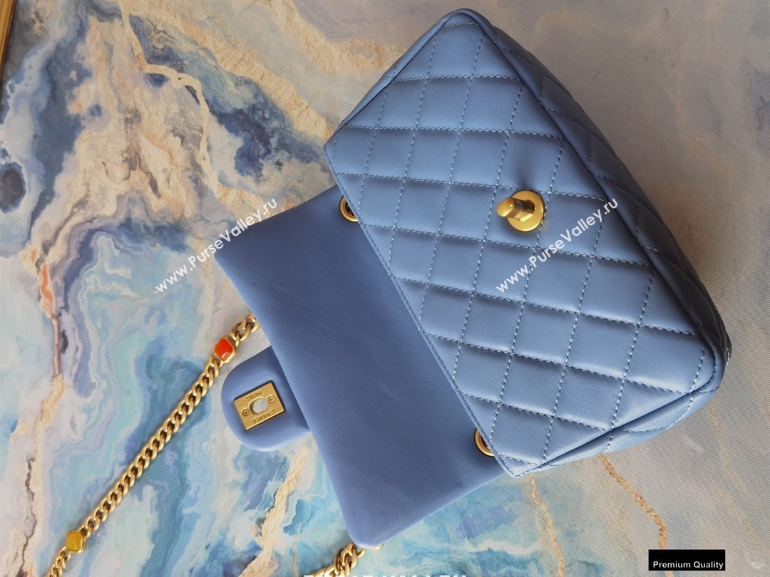 Chanel Resin Chain Lambskin Small Flap Bag AS2380 Denim Blue 2021 (jiyuan/haoyun-21012227)