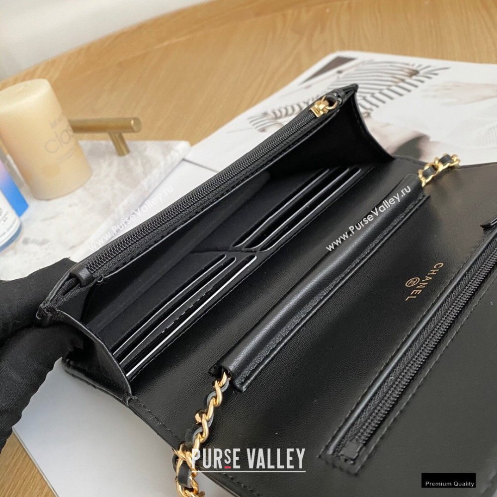 Chanel Zirconium Crystal CC Logo Wallet on Chain WOC Bag AP1943 Black 2021 (yingfeng-21012220)