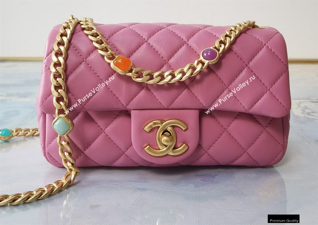 Chanel Resin Chain Lambskin Small Flap Bag AS2380 Pink 2021 (jiyuan/haoyun-21012233)