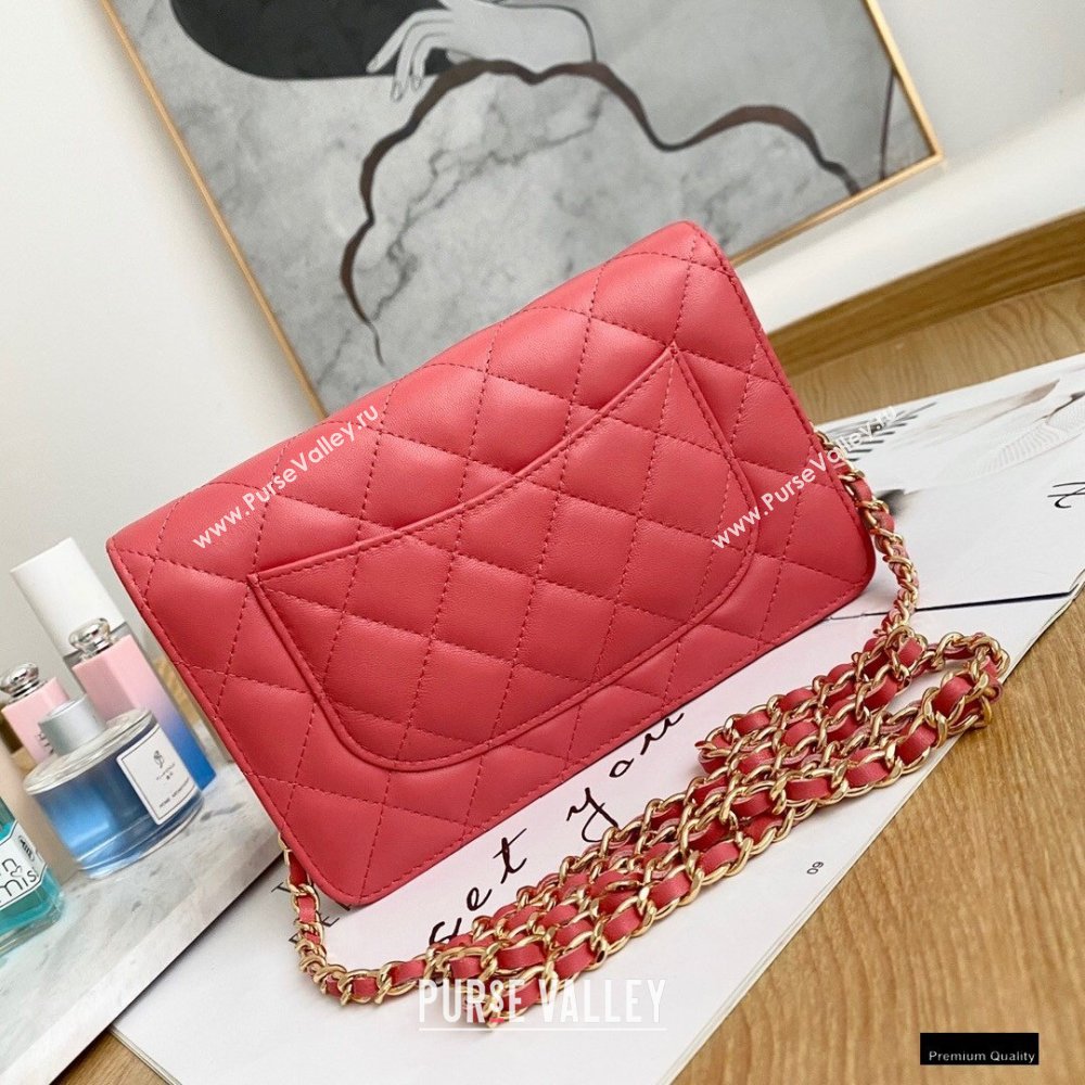 Chanel Zirconium Crystal CC Logo Wallet on Chain WOC Bag AP1943 Coral Pink 2021 (yingfeng-21012222)